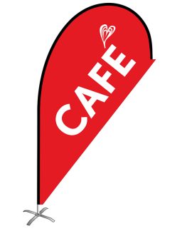 Cafe White Heart Small Red Teardrop Flag Kit