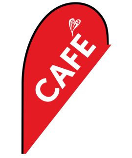 Cafe White Heart Small Red Teardrop Flag