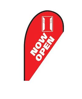 Now Open Small Teardrop Flag
