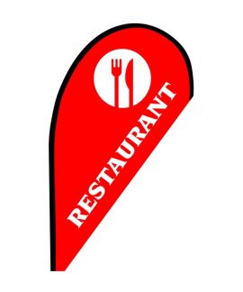 Restaurant Small Red Teardrop Flag