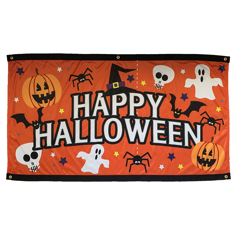 Orange Halloween Eyelet Flag