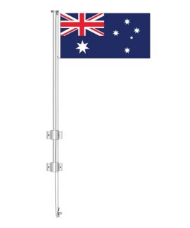 Wall-Mounted Flagpole 4m with 1800 x 900mm Australian Flag