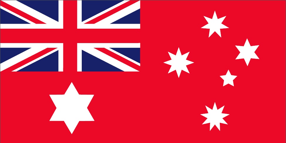 Red Australian national flag with Union Jack design