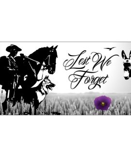 Lest We Forget memorial with soldier and animals