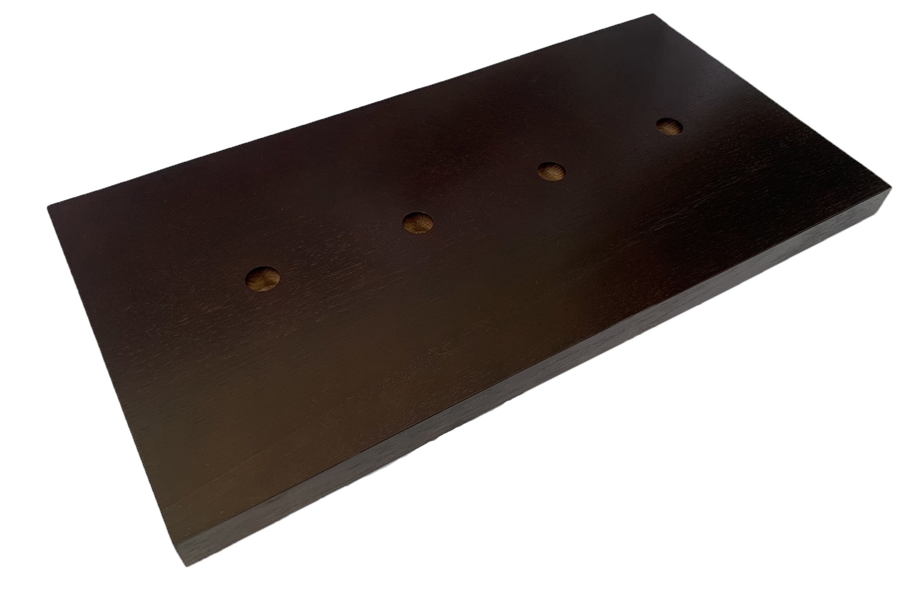 Dark wooden board with four circular holes