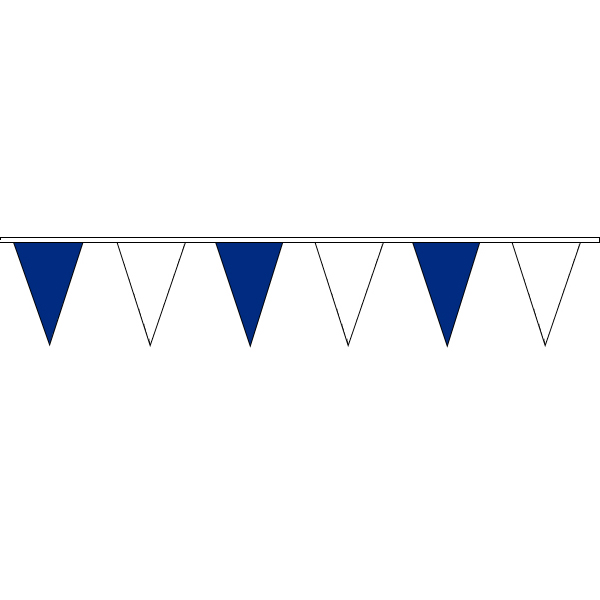 Blue and white triangular pennant banner