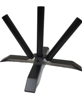 Black metal stand with four angled supports