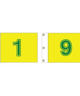 Yellow flags with numbers one and nine