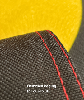 Close-up of hemmed fabric edge stitching