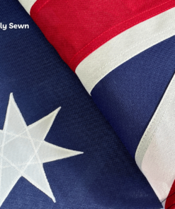 Close-up of fully sewn Australian flag fabric