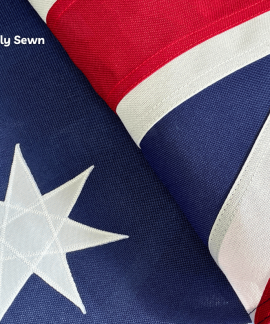 Close-up of fully sewn Australian flag fabric