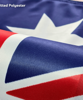 Close-up of knitted polyester Australian flag fabric