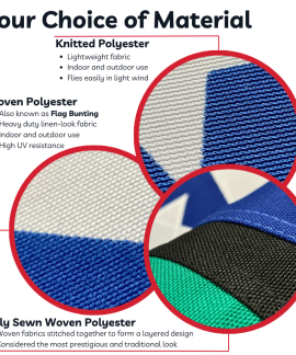 Different polyester fabric options for flags.