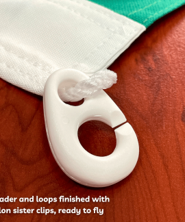 Flag corner with white nylon clip loop