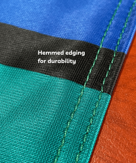 Close-up of hemmed fabric edge stitching