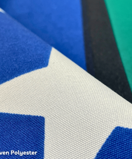 Close-up of colorful woven polyester fabric