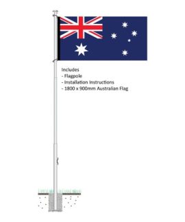 Australian flag on outdoor flagpole set
