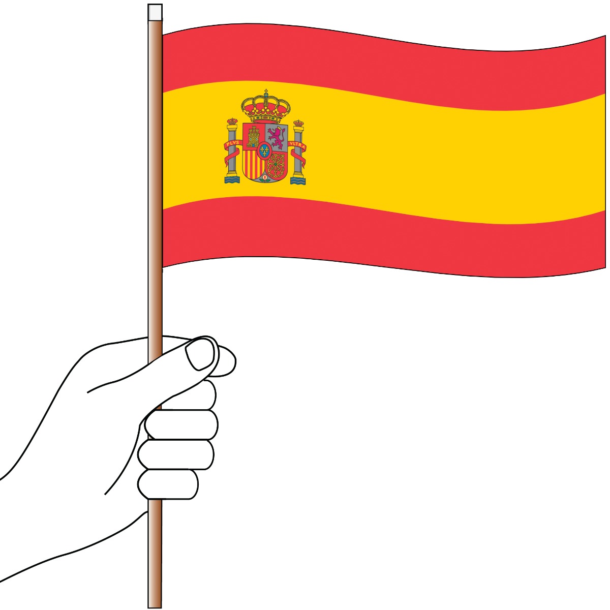 Hand holding Spain national flag illustration