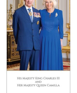 Royal couple posing in formal blue attire