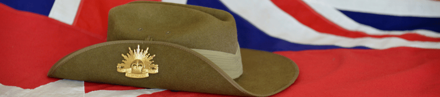 Australian slouch hat on Union Jack flag
