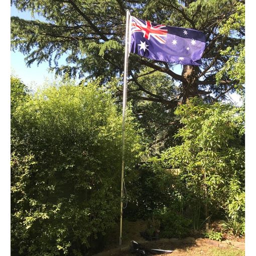 Australian flag waving in a garden