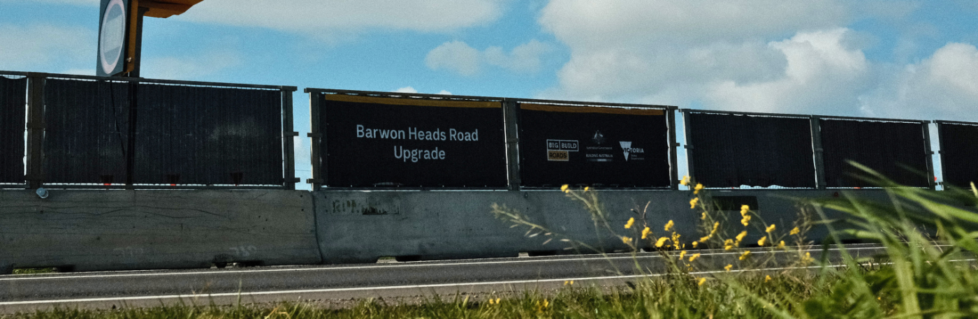 Barwon Heads Road upgrade construction site